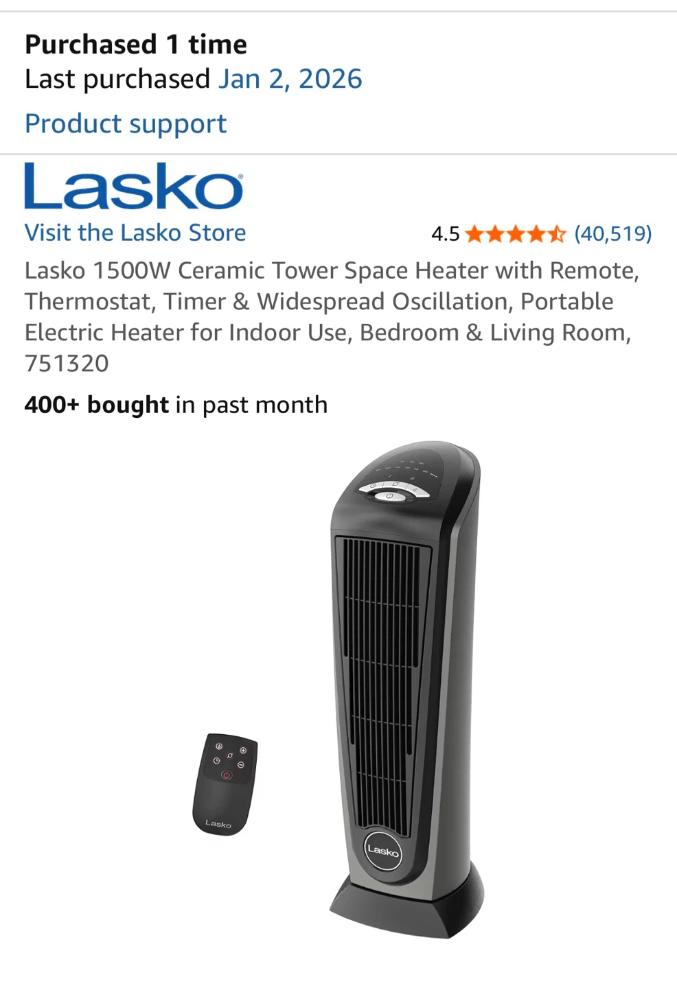 New Lasko 1500W Ceramic Tower Space Heater - photo 2
