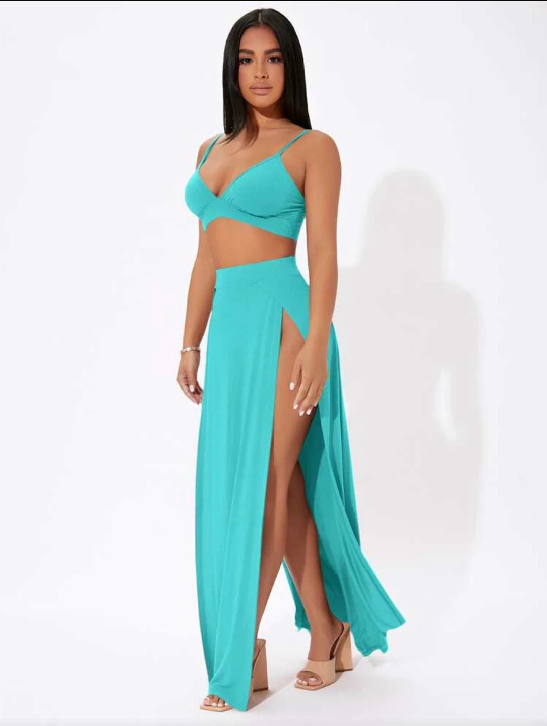 Teal Two-Piece Maxi Skirt Set - photo 2
