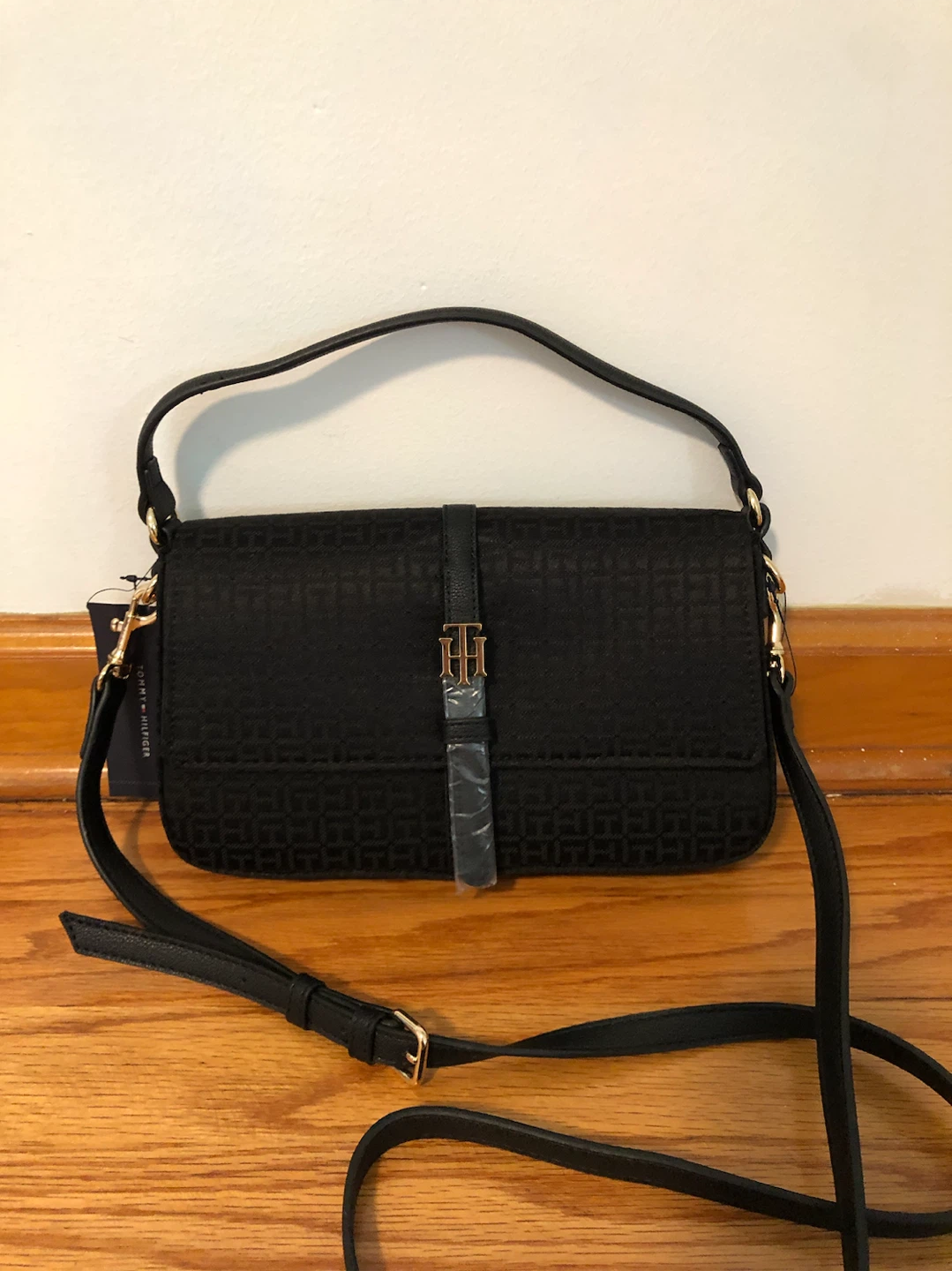 Tommy Hilfiger Black Monogram Shoulder Bag