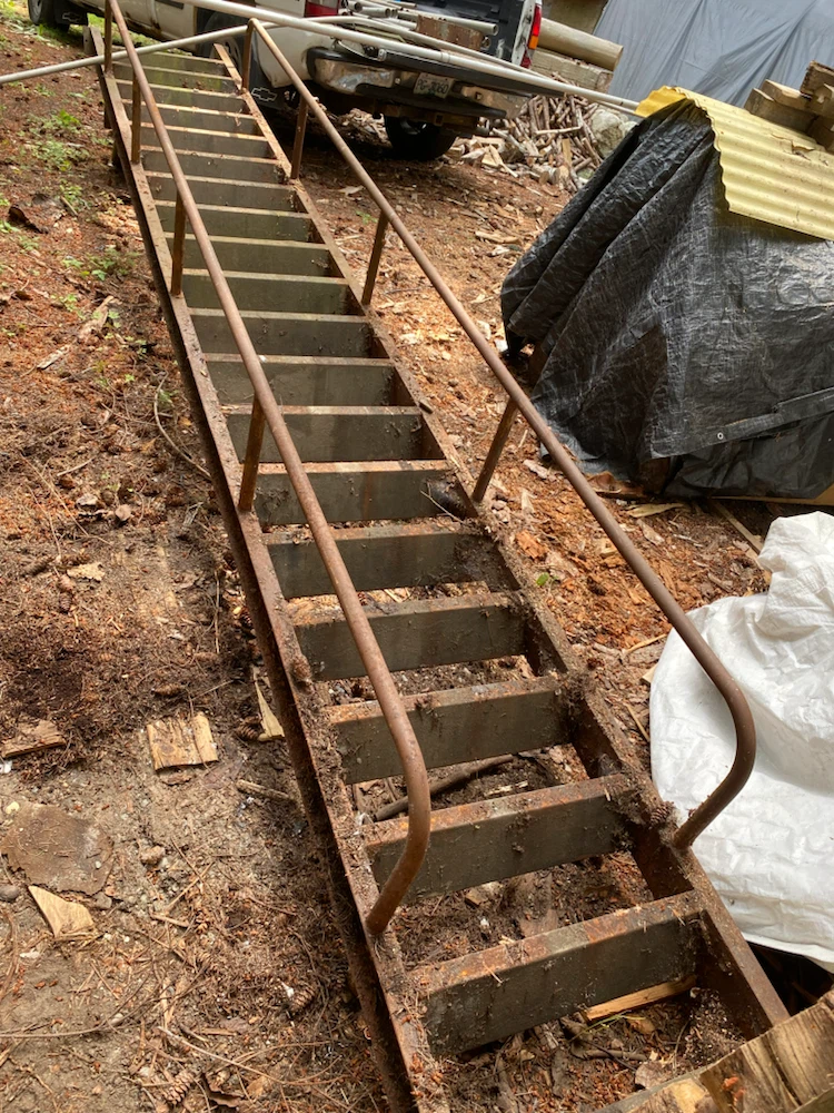Metal Staircase with Handrails