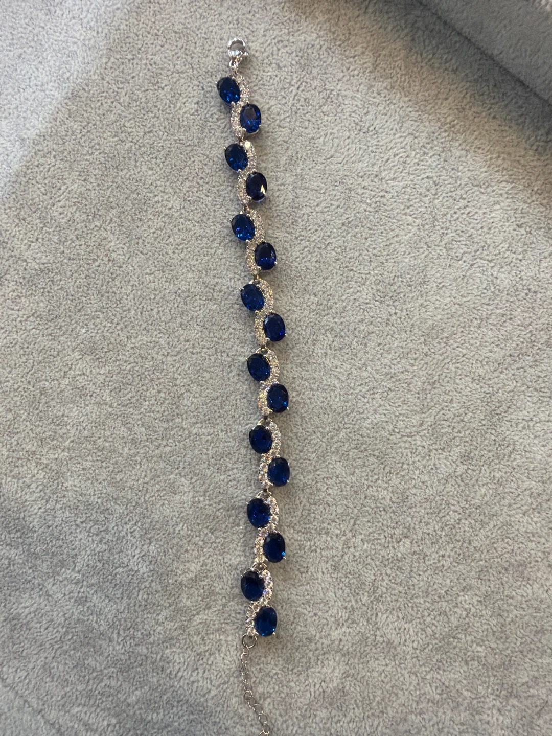 Glass filled Blue Sapphire & Crystal Tennis Bracelet