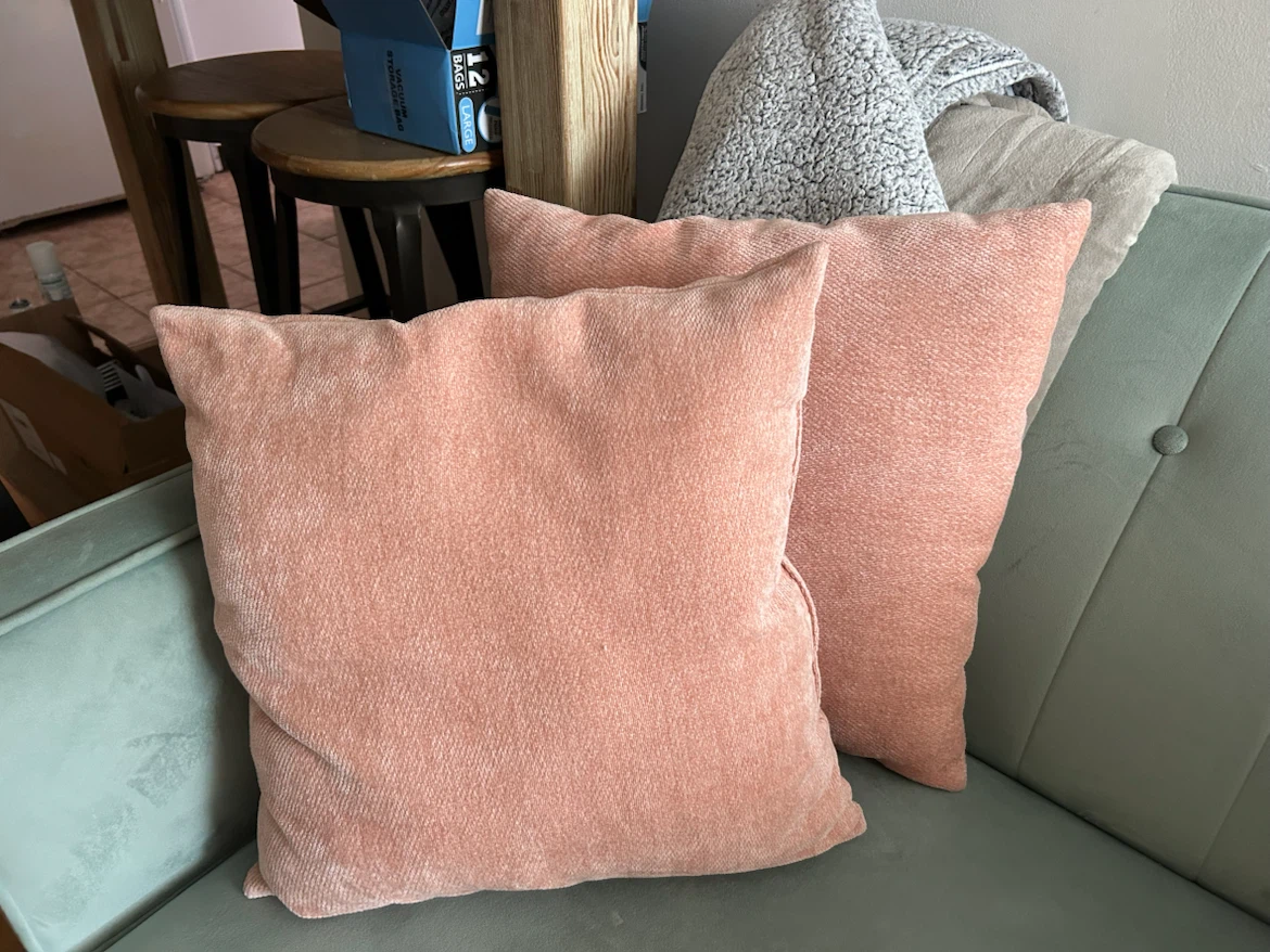 Pink Velvet Throw Pillows (Set of 2)
