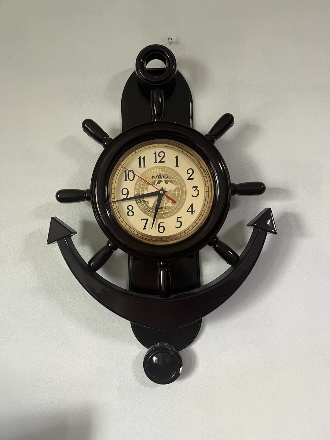 Decorative Ship Wheel and Anchor Clock