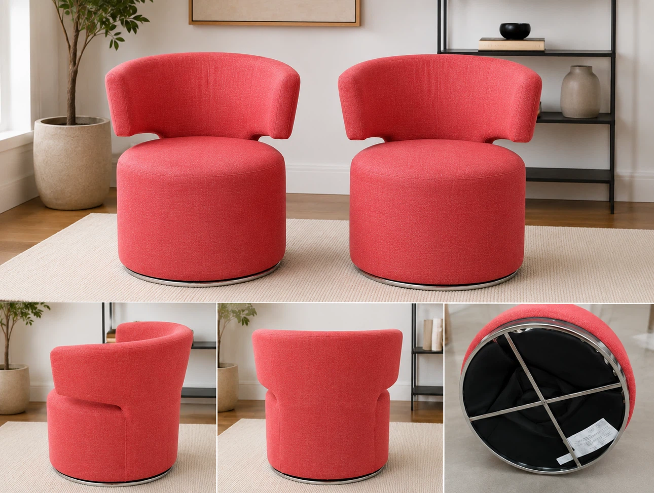 Red Swivel Barrel Chairs - Pair - photo 3