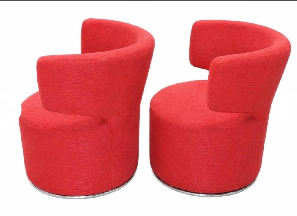 Red Swivel Barrel Chairs - Pair - photo 4