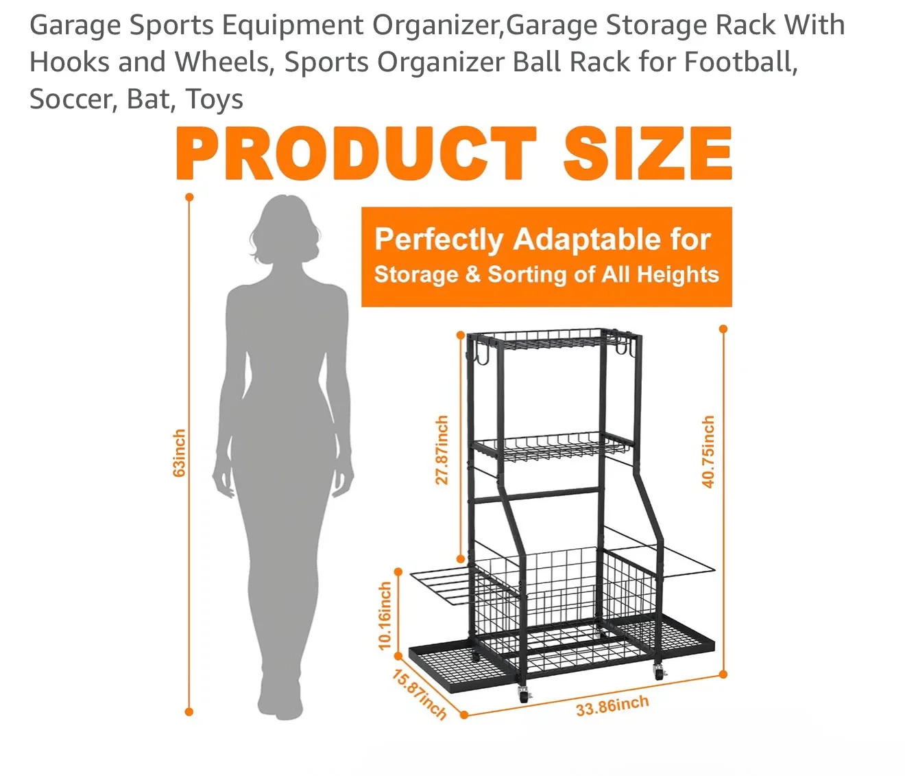Garage Sports Equipment Organizer Storage Rack - photo 2
