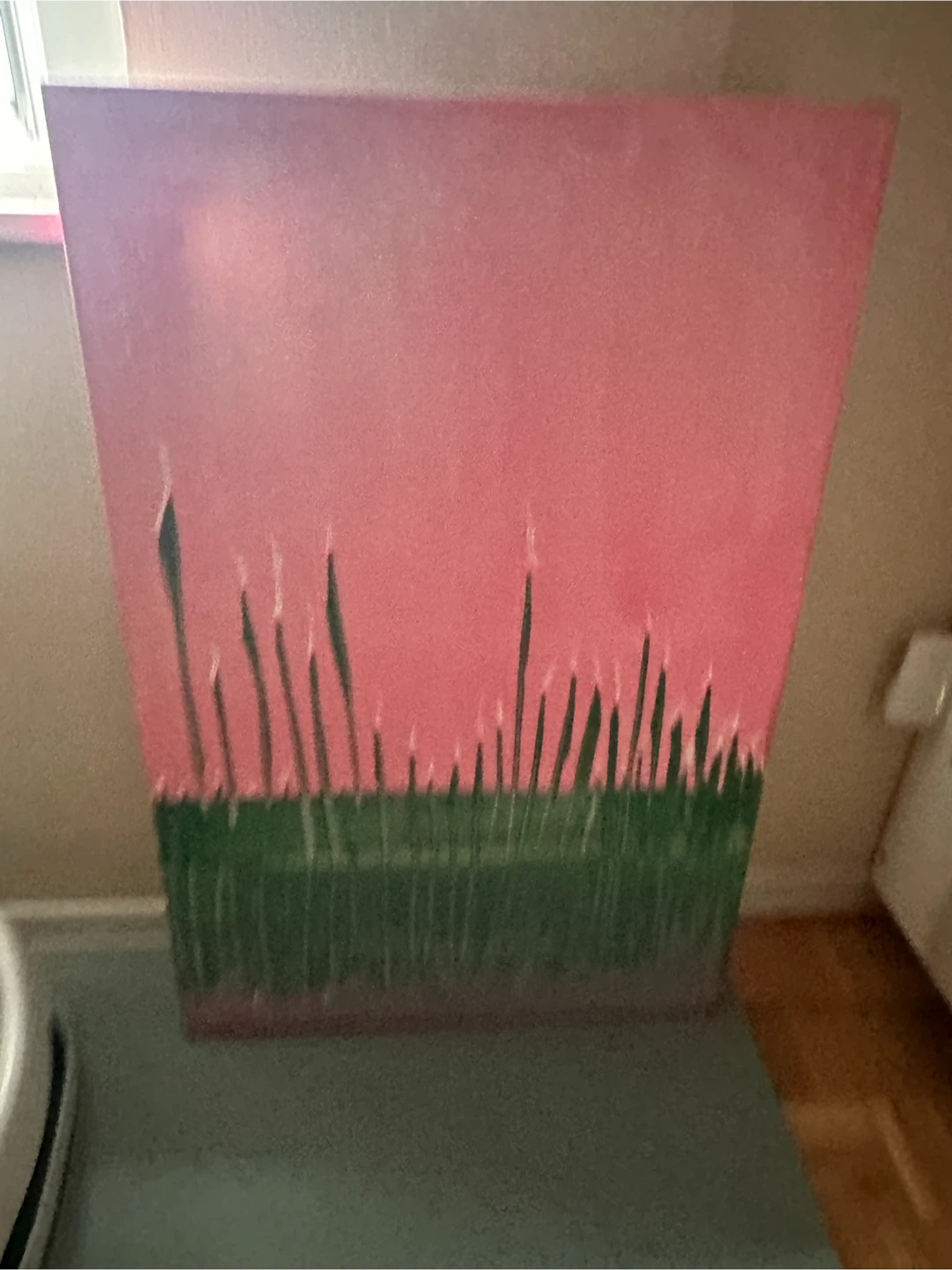 Canvas Painting - Pink Sky with Grass