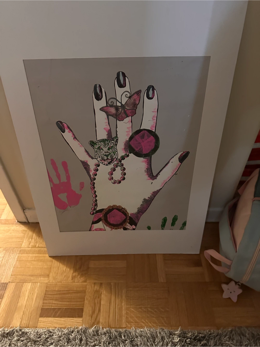 Hand Art Print with Butterfly and Leopard Detail