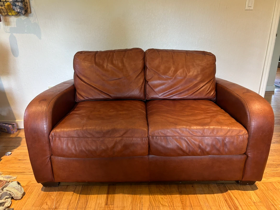 Brown Leather Loveseat