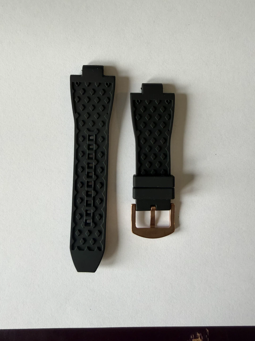 Black Silicone Watch Band with Rose Gold Buckle - photo 2