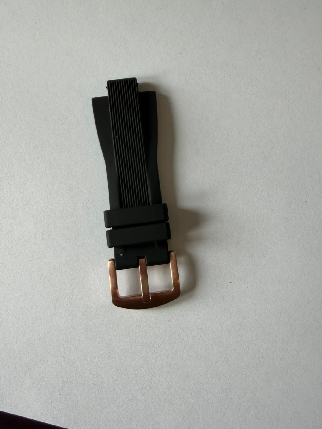 Black Silicone Watch Band with Rose Gold Buckle - photo 3
