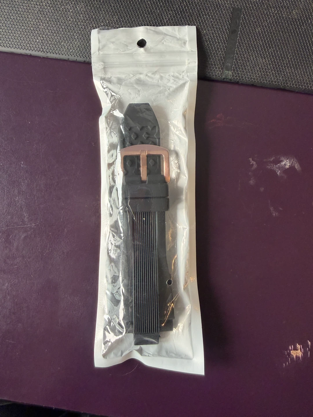Black Silicone Watch Band with Rose Gold Buckle - photo 5