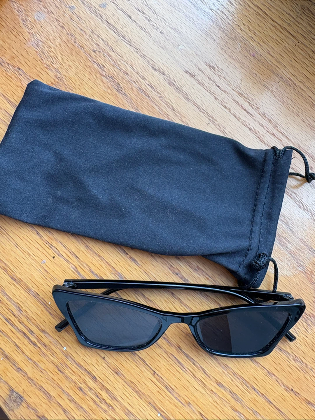 Black Cat-Eye Sunglasses with Pouch