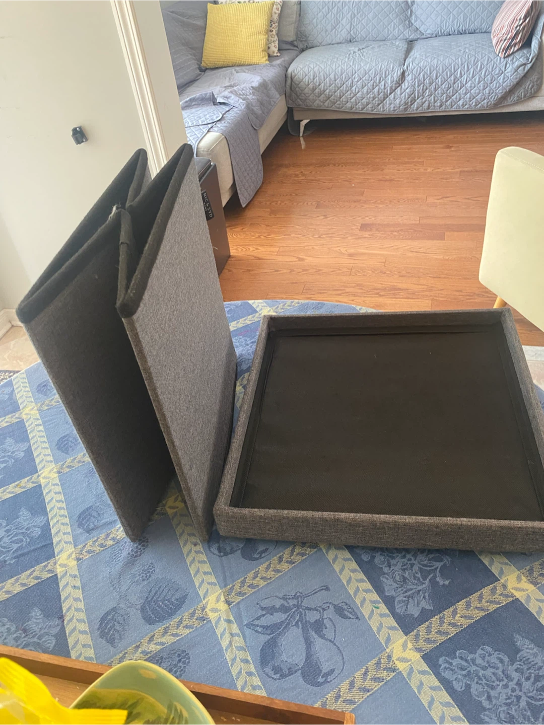 Dark Grey Tufted Storage Ottoman Stool - photo 2
