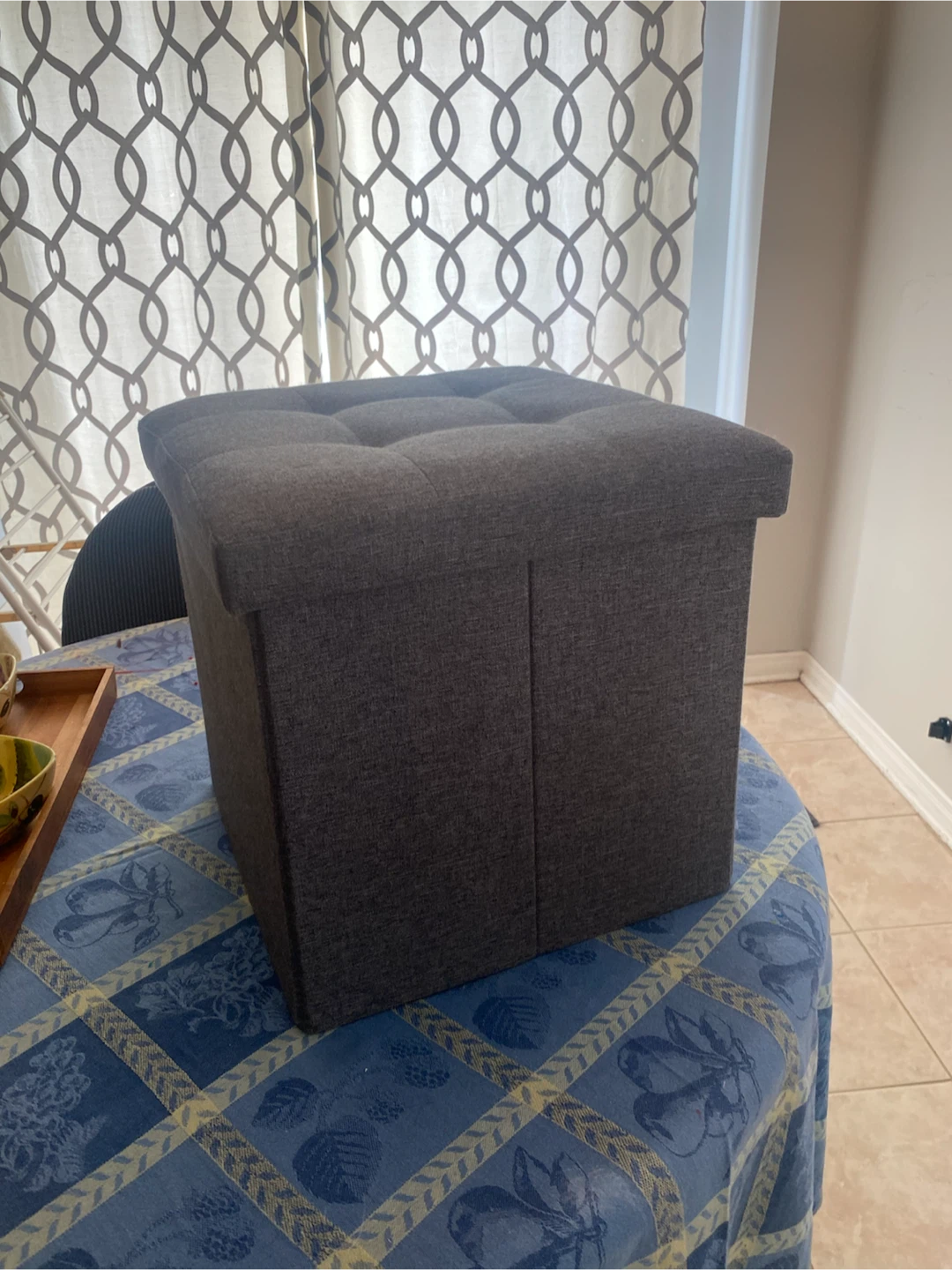 Dark Grey Tufted Storage Ottoman Stool - photo 4