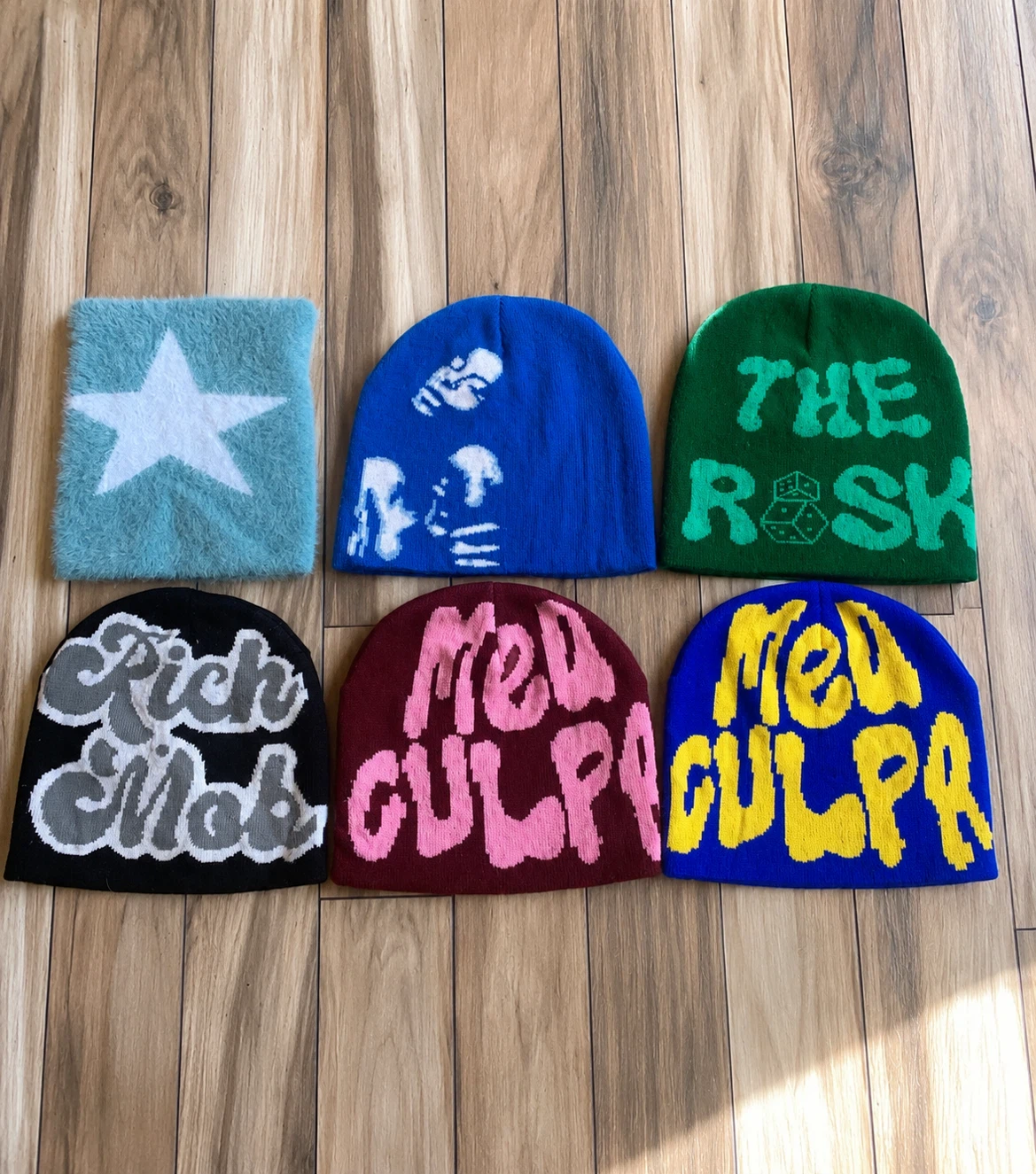 Collection of Graphic Beanies and Neck Warmer