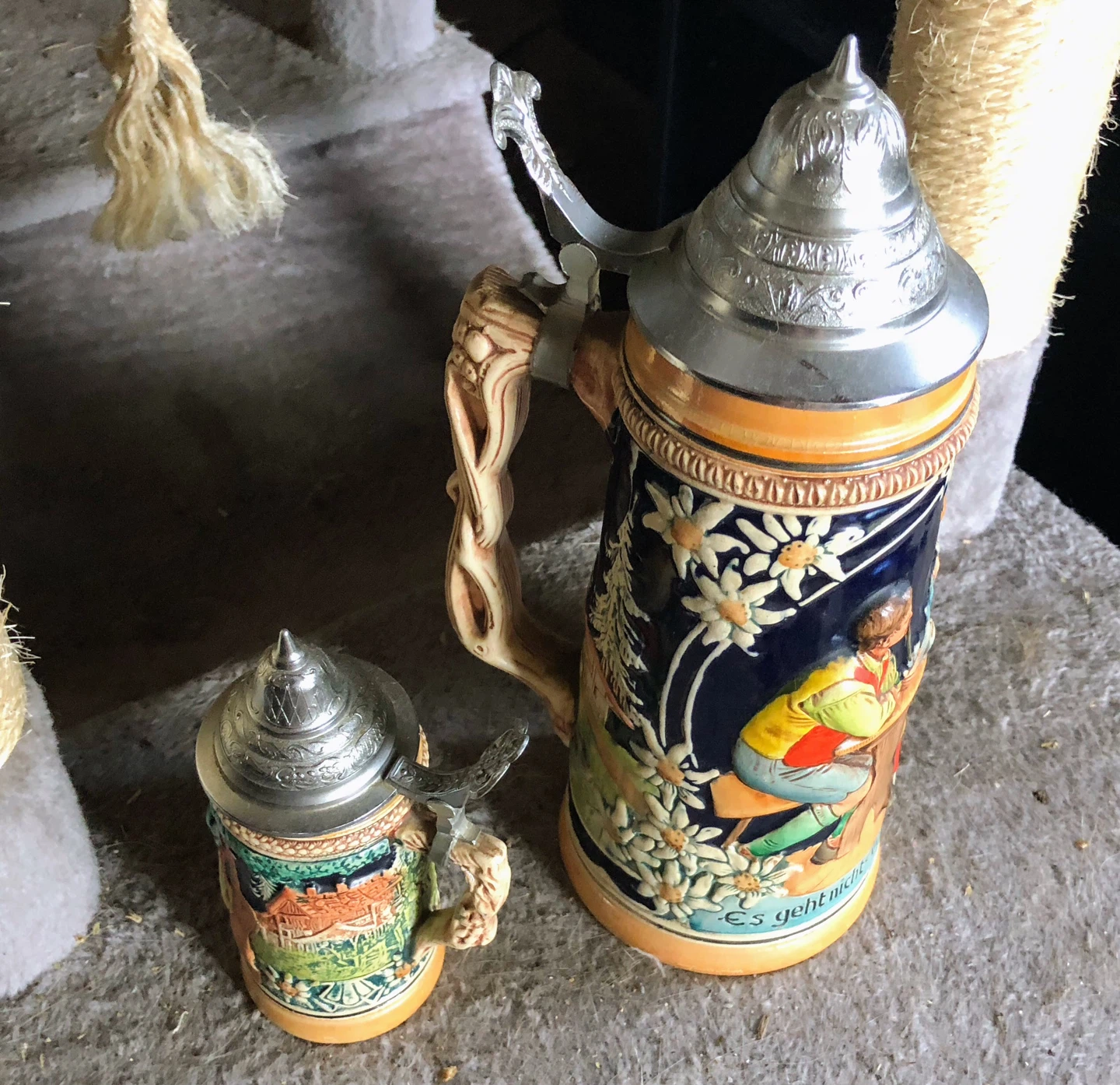 Ceramic Beer Stein Set with Pewter Lids - photo 4