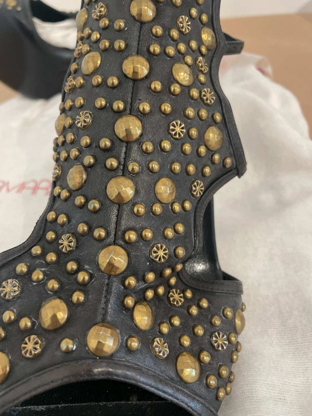 Tamara Mellon Studded Black Leather Heels - photo 3
