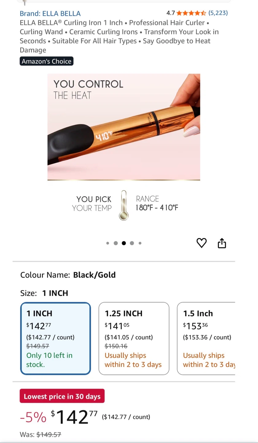 ELLA BELLA Curling Iron 1 Inch Ceramic - photo 4