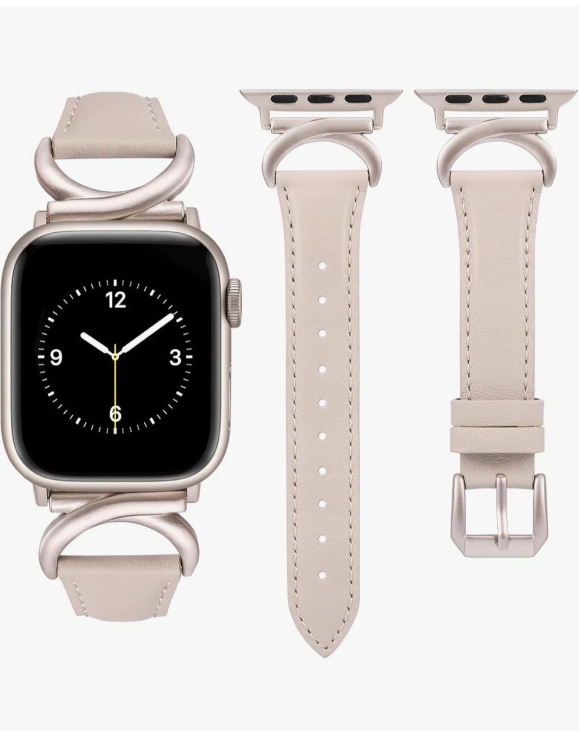 Beige Leather Watch Band Strap