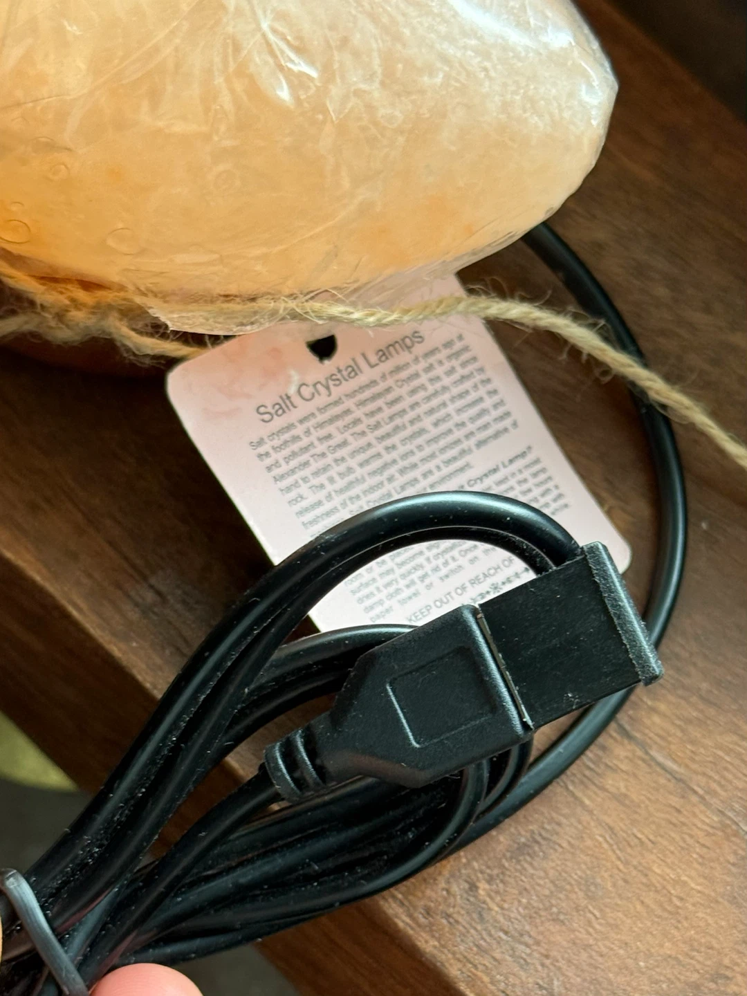 New Himalayan Mini Moon Salt Lamp With USB Cord & Wooden Base - photo 3