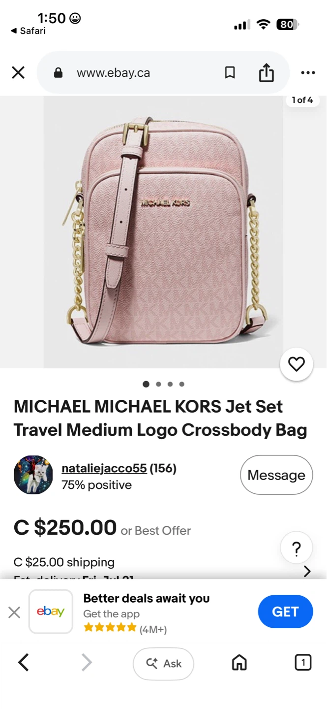 Michael Kors Jet Set Travel Medium Logo Crossbody Bag