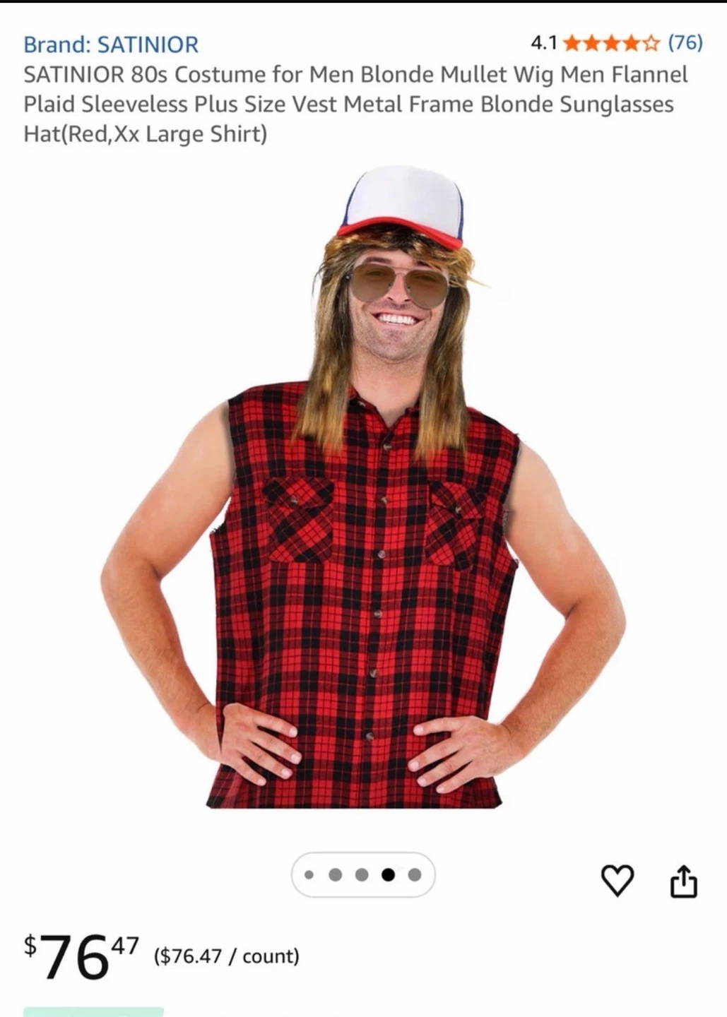 SATINIOR 80s Mullet Costume Set