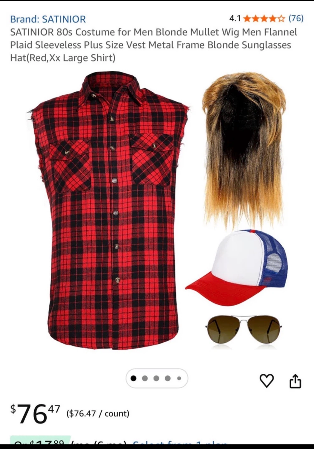 SATINIOR 80s Mullet Costume Set - photo 3