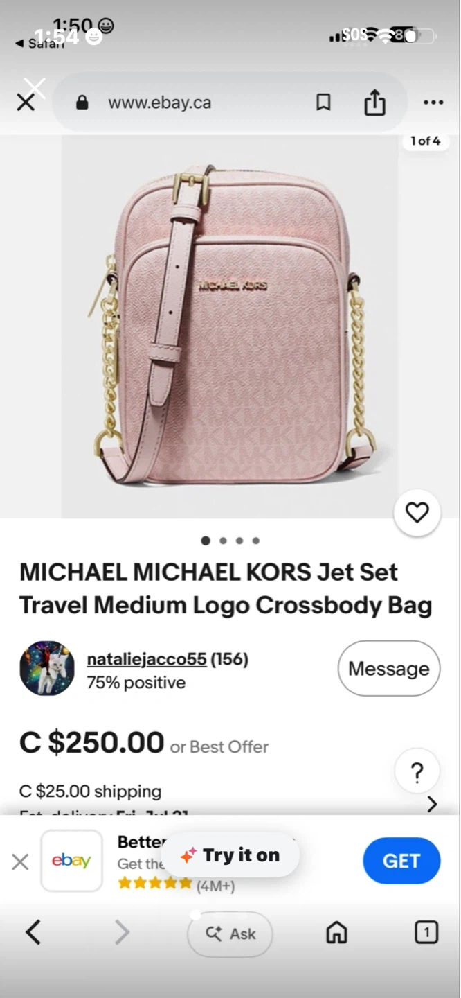 Michael Kors Jet Set Travel Medium Logo Crossbody Bag - Pink