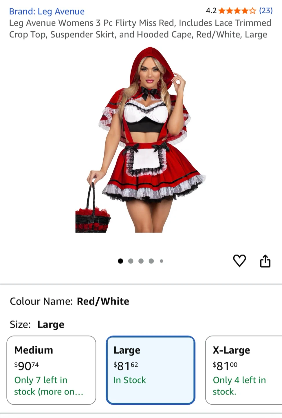 Leg Avenue Flirty Miss Red Costume - Large