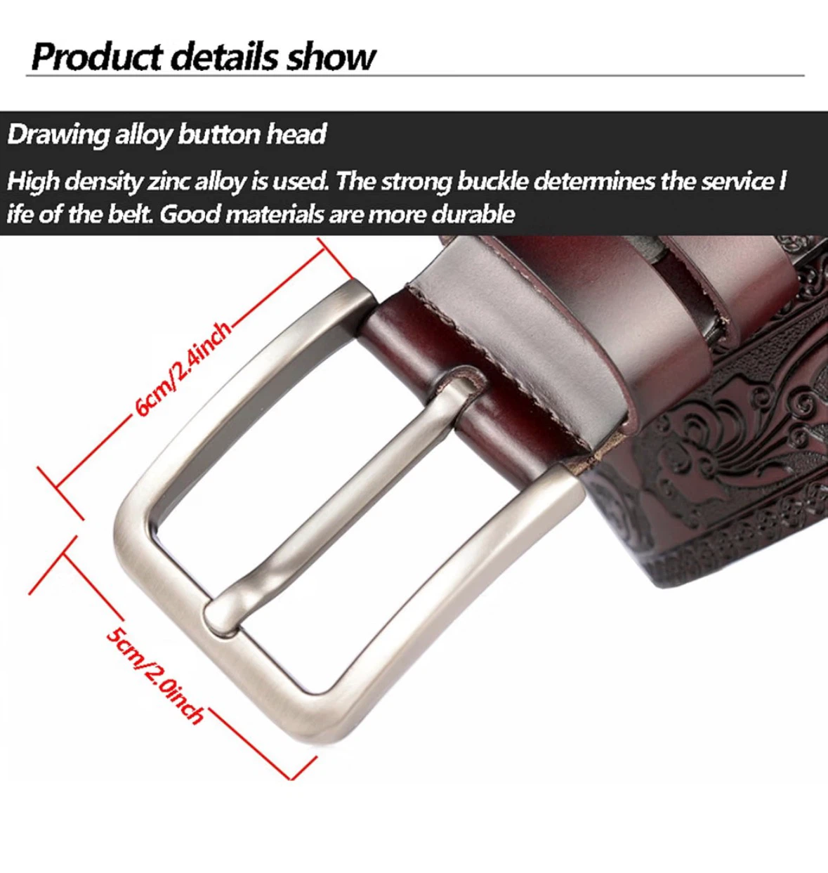 Men's Leather Embossed Belt 46” long - photo 2