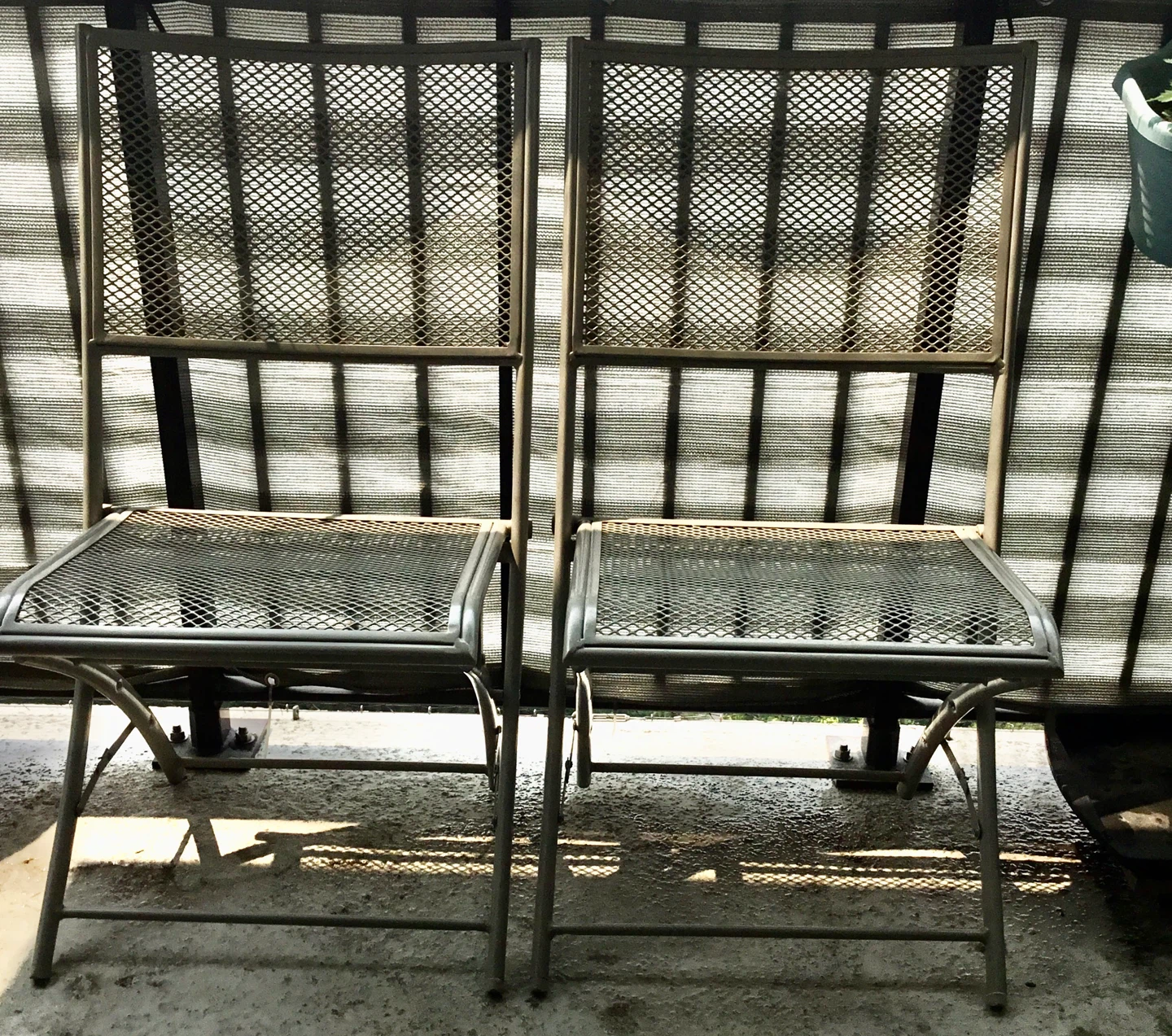 Grey Metal Folding Bistro Table  and Chairs Set