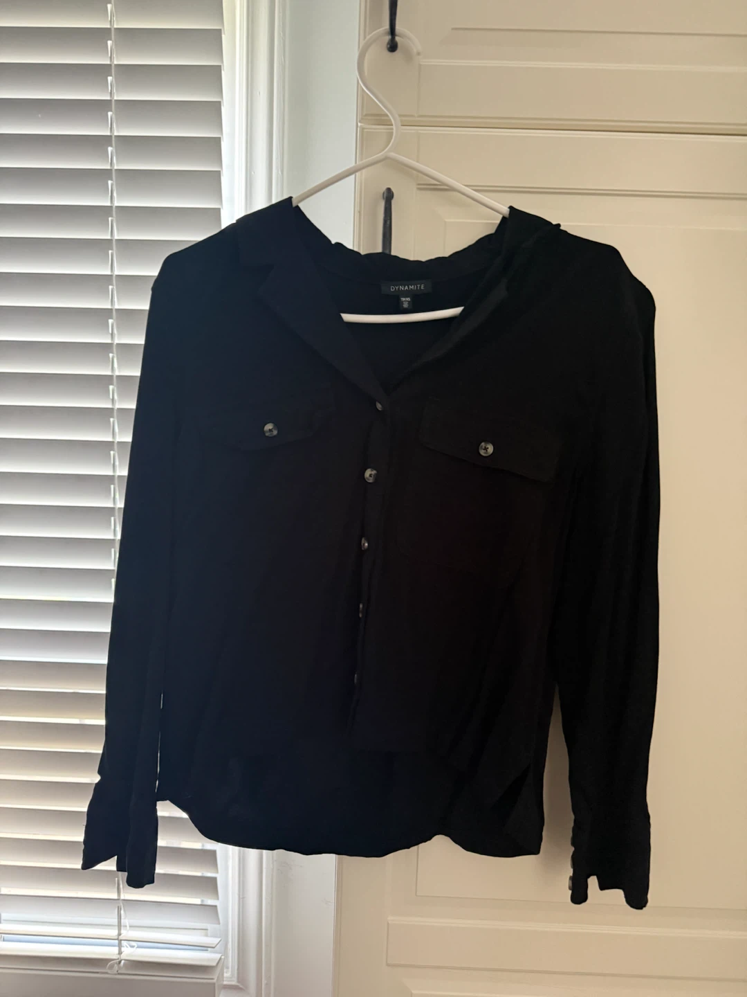 Dynamite Black Long Sleeve Button-Up Shirt - Size TP/XS