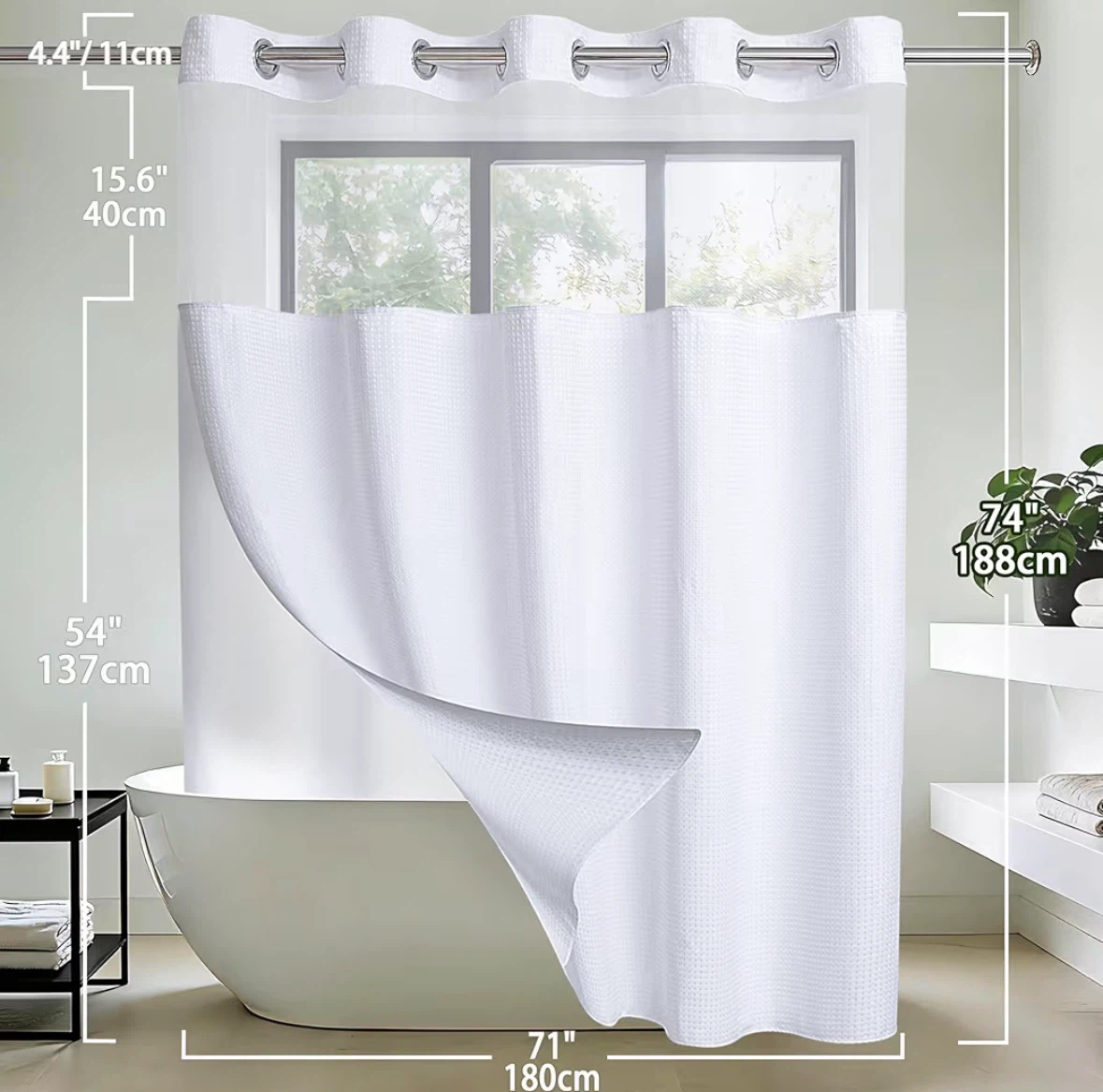 White Shower Curtain with Metal Grommets