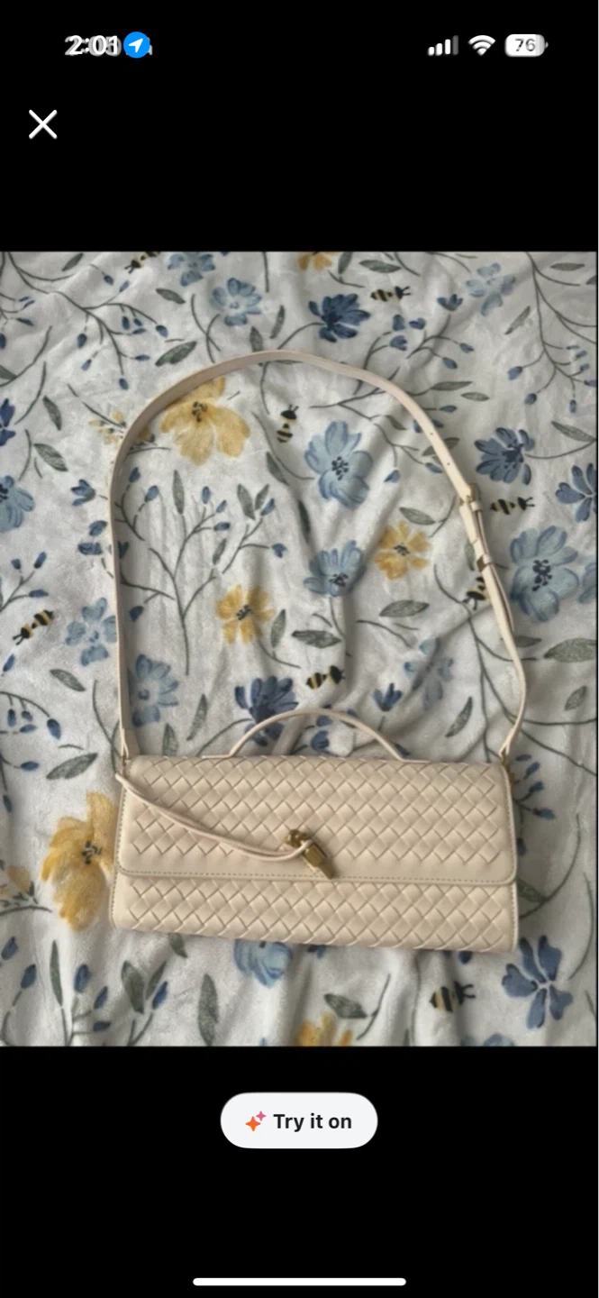 Cream Woven Clutch Handbag