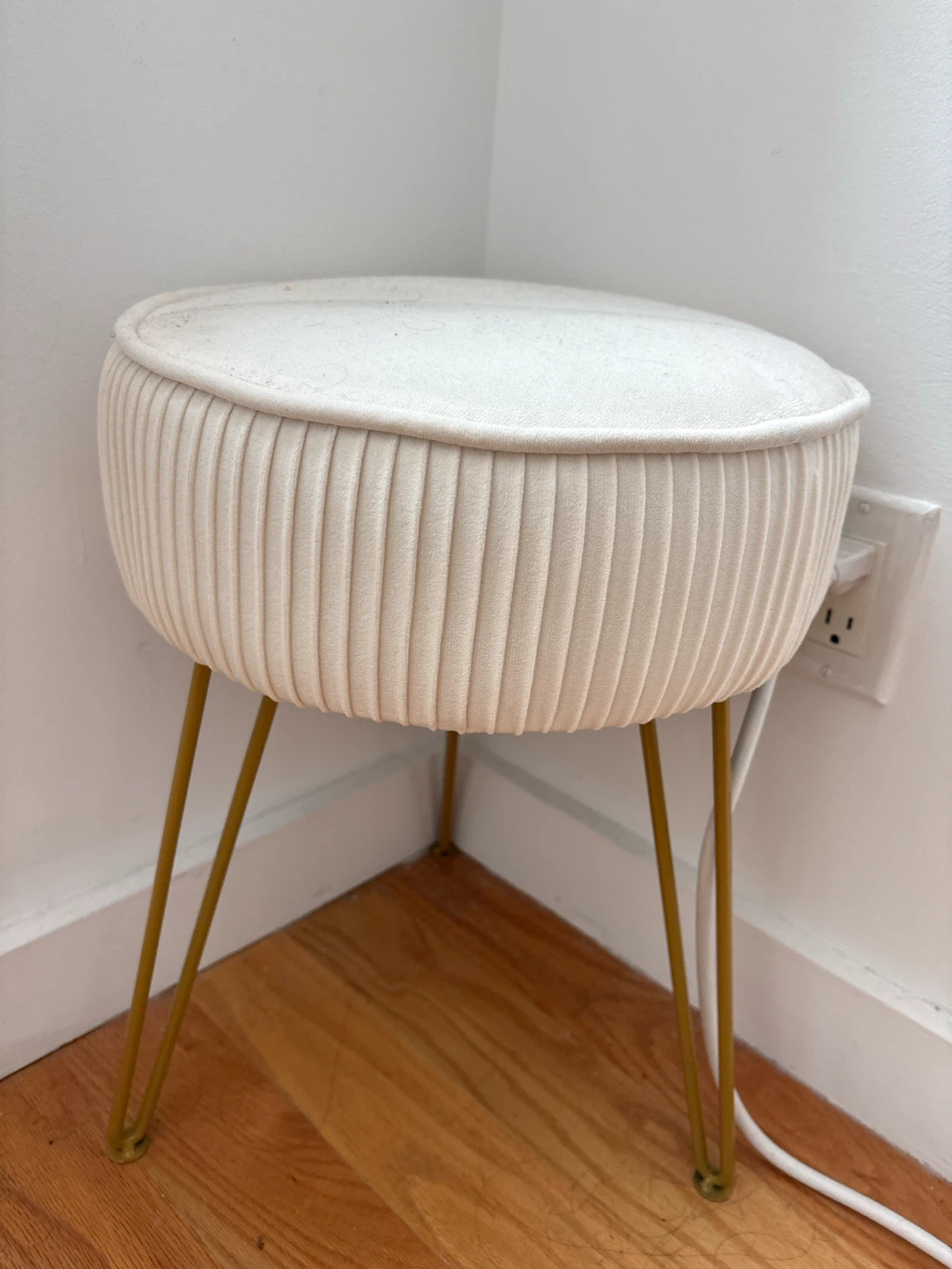Cream Round Ottoman Stool