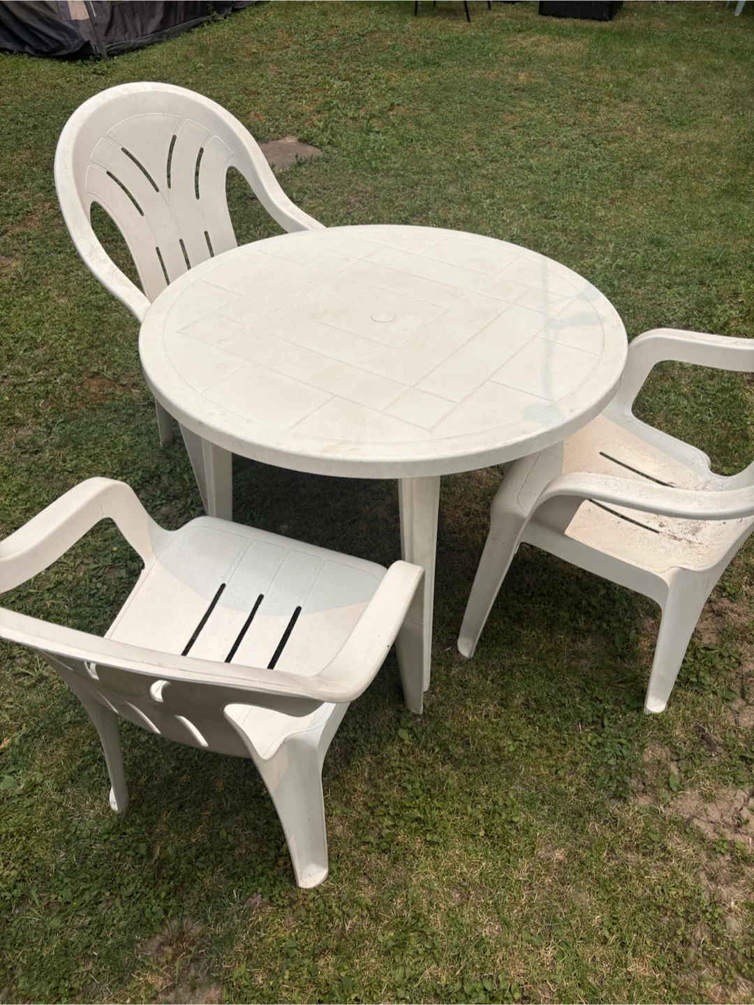 White Plastic Patio Table and Chairs Set - photo 2