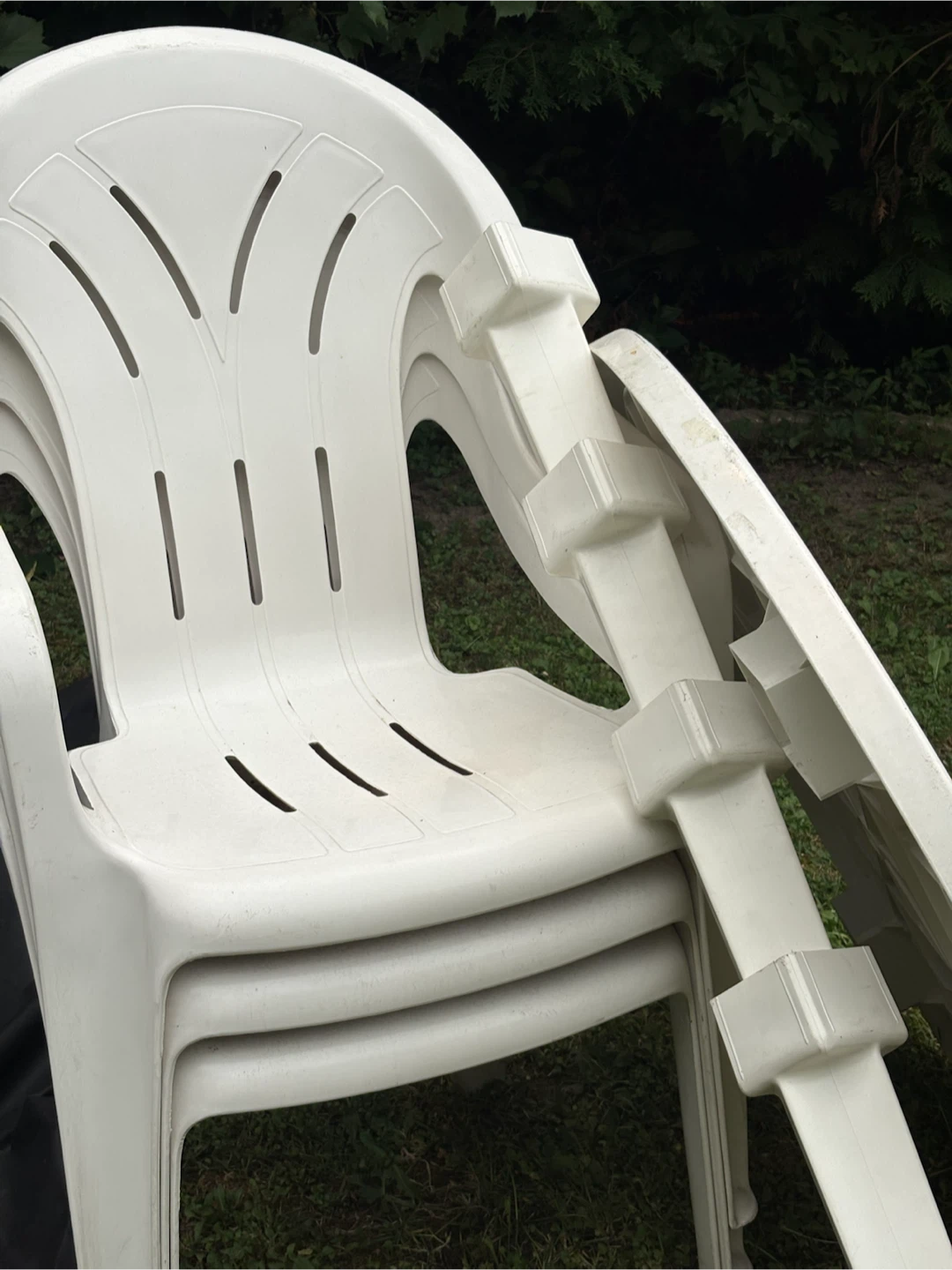 White Plastic Patio Table and Chairs Set - photo 4