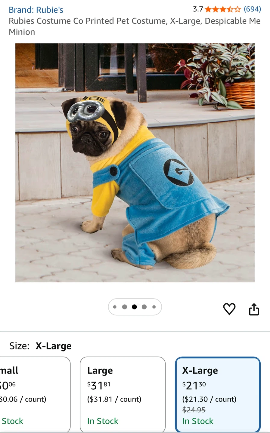 Rubie's Despicable Me Minion Pet Costume - X-Large - photo 2