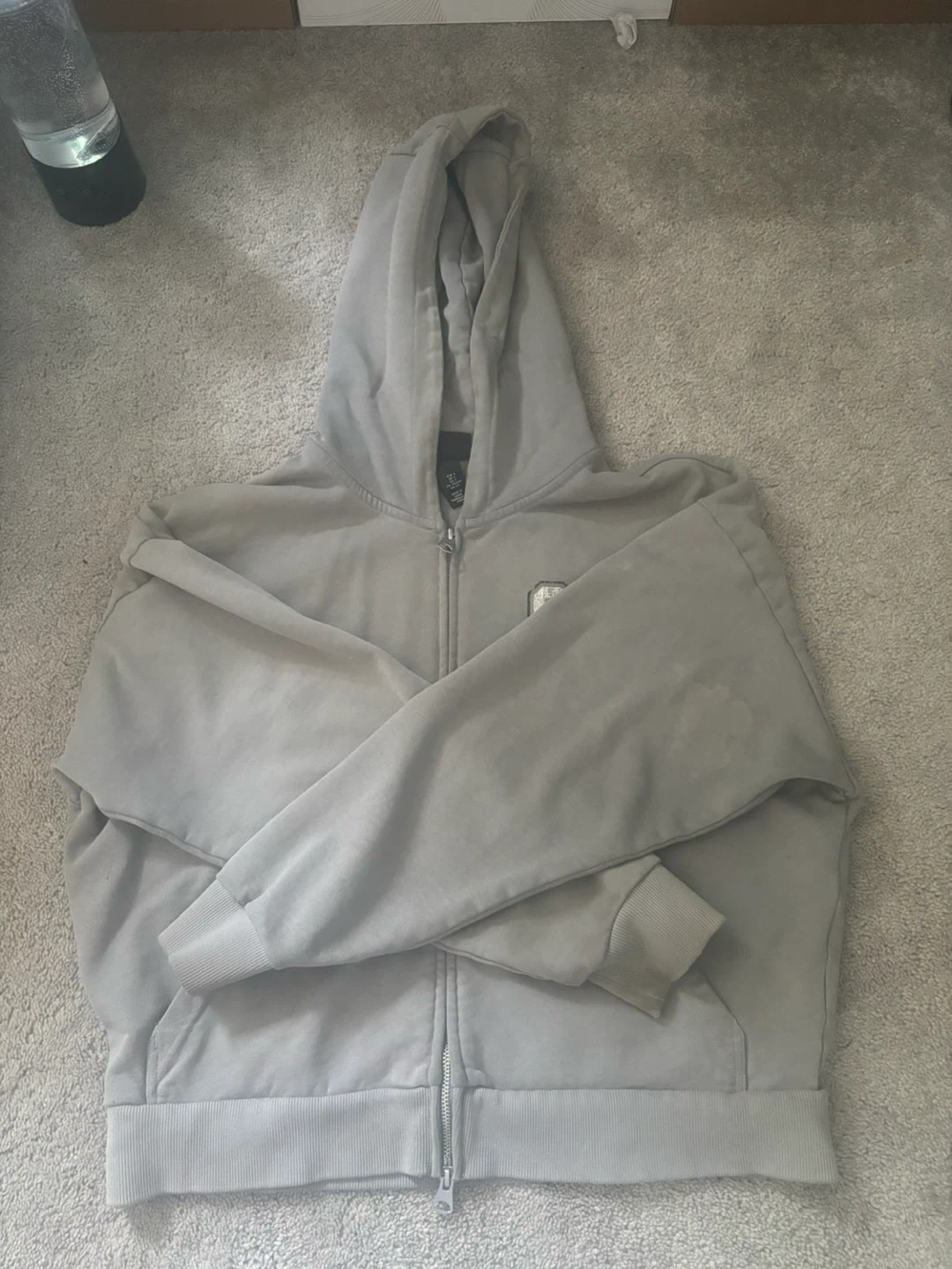 Grey Zip-Up Hoodie with '95' Graphic - photo 3