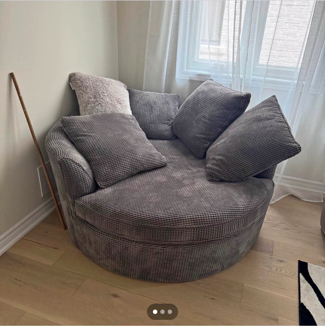 Grey Swivel Accent Chair with 5 Pillows - photo 2