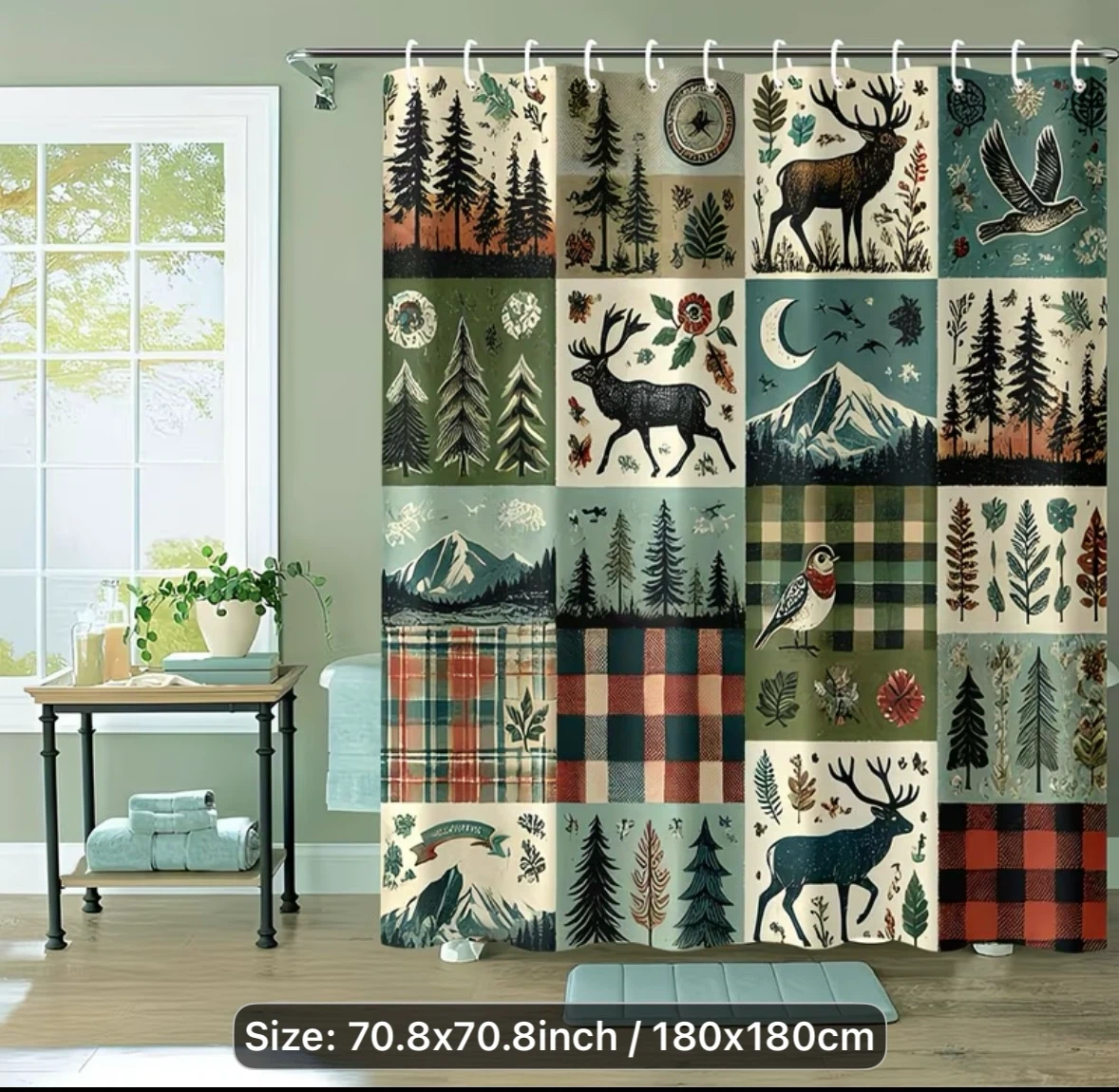 Woodland Patchwork Cabin Shower Curtain