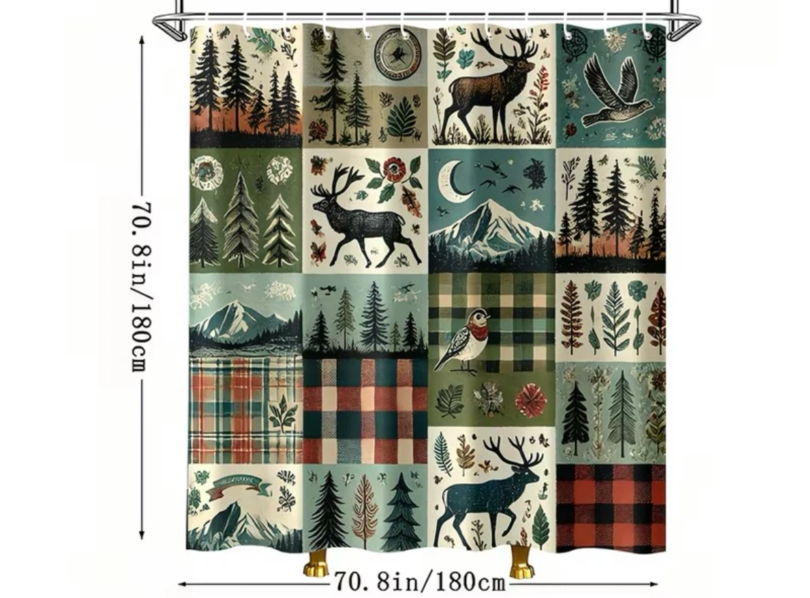 Woodland Patchwork Cabin Shower Curtain - photo 4