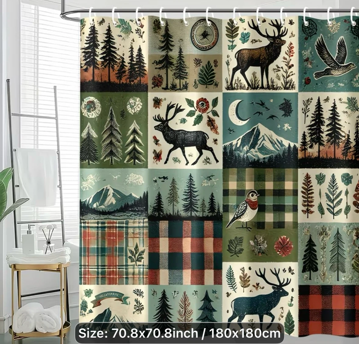 Woodland Patchwork Cabin Shower Curtain - photo 5