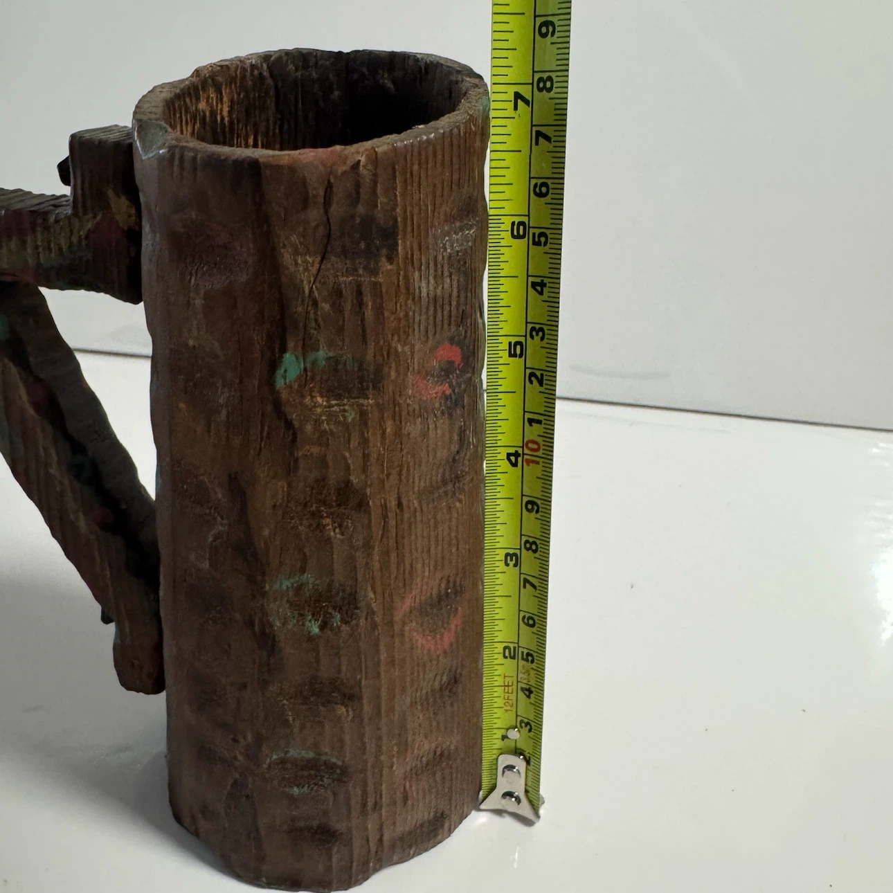 Vintage Wooden carved Tankard Mug with Handle - photo 4