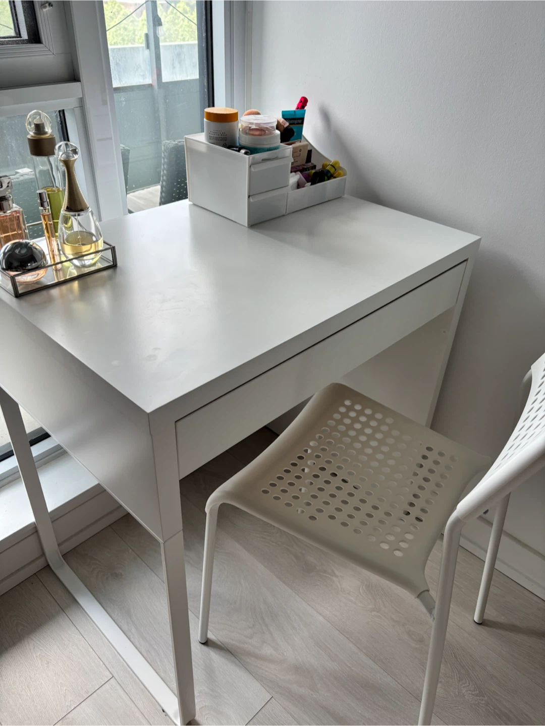 White Desk with Drawer and Chair