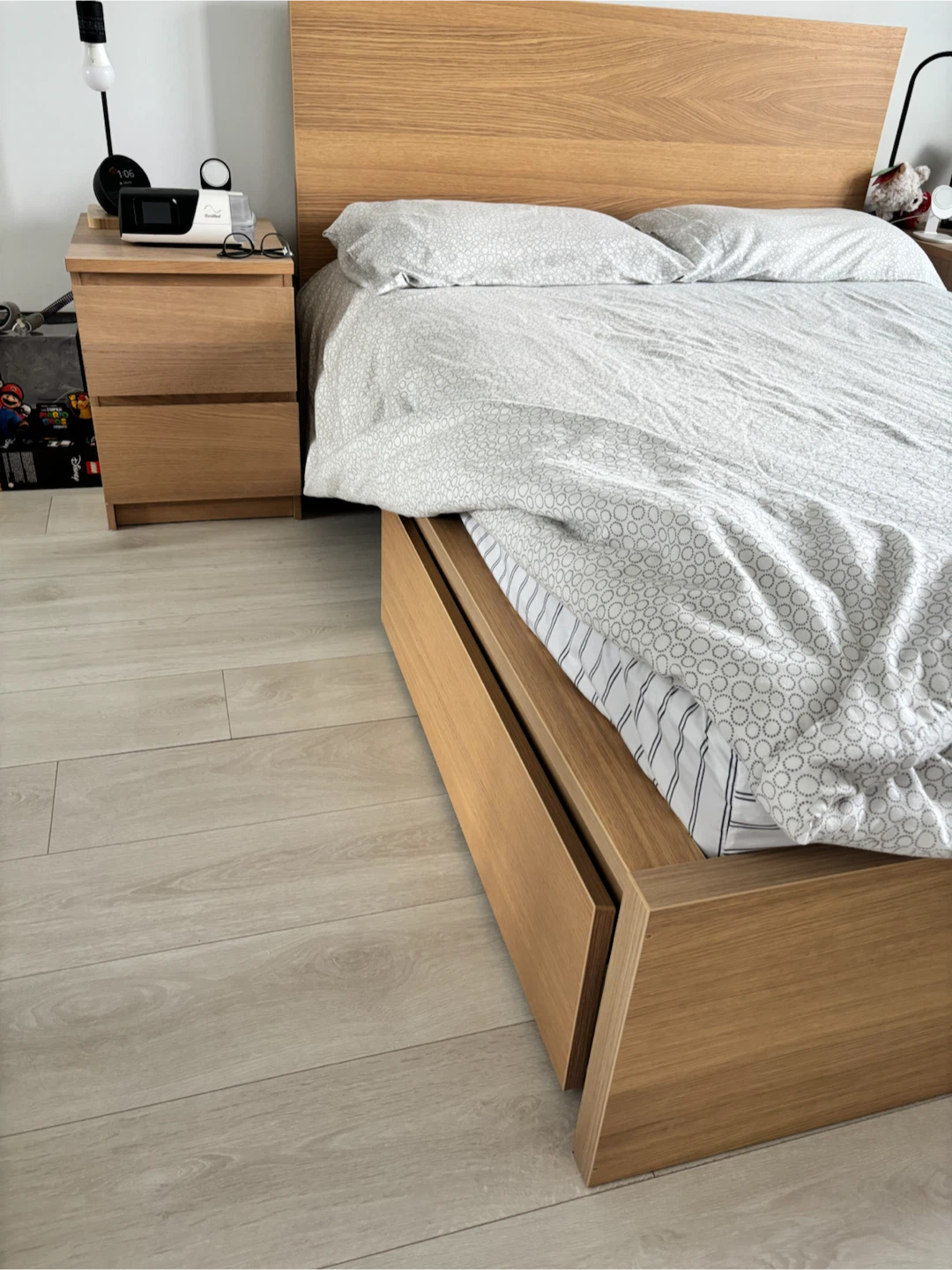 Wooden Bed Frame and Nightstand - photo 2