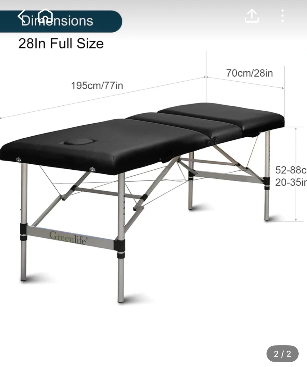 Greenlife Portable Massage Table 77in - photo 2