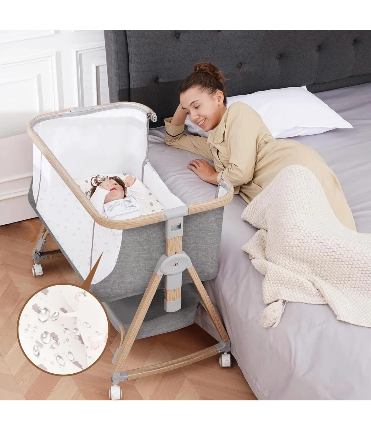 Baby Bassinet Bedside Sleeper - 3 in 1 Bassinet
