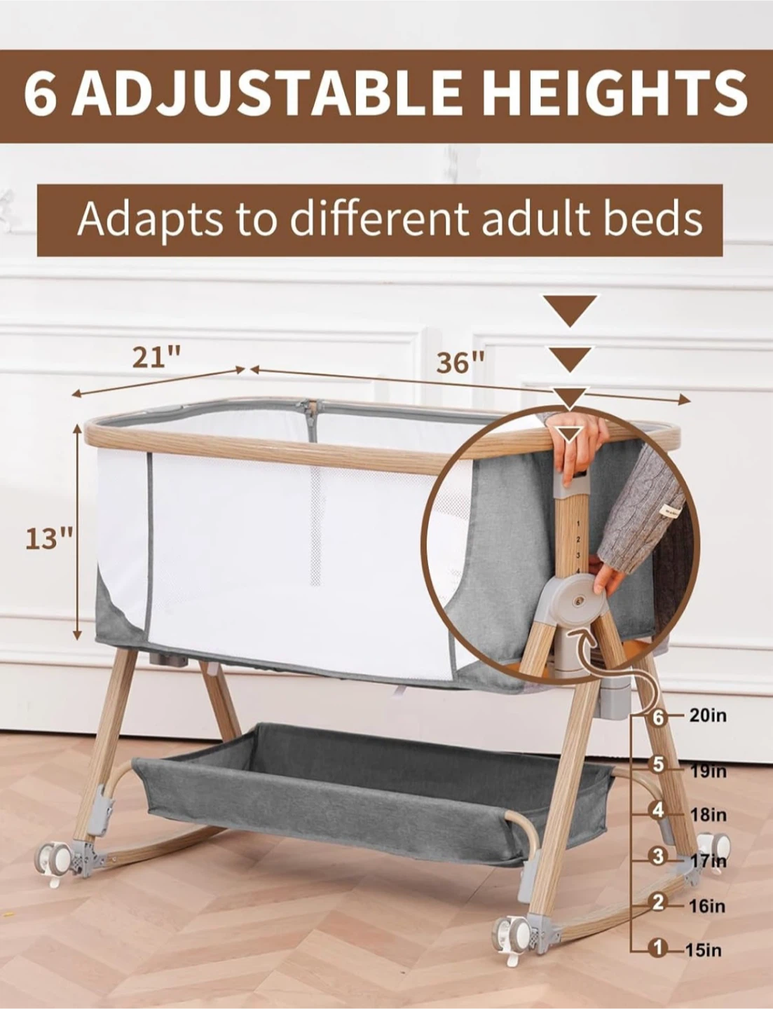 Baby Bassinet Bedside Sleeper - 3 in 1 Bassinet - photo 3